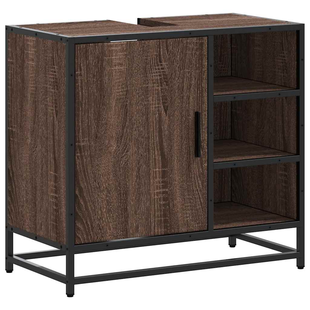 Wastafelkast 65x33x60 cm bewerkt hout bruin eikenkleur is nu te koop bij PeponiXL, paradijselijk wonen!
