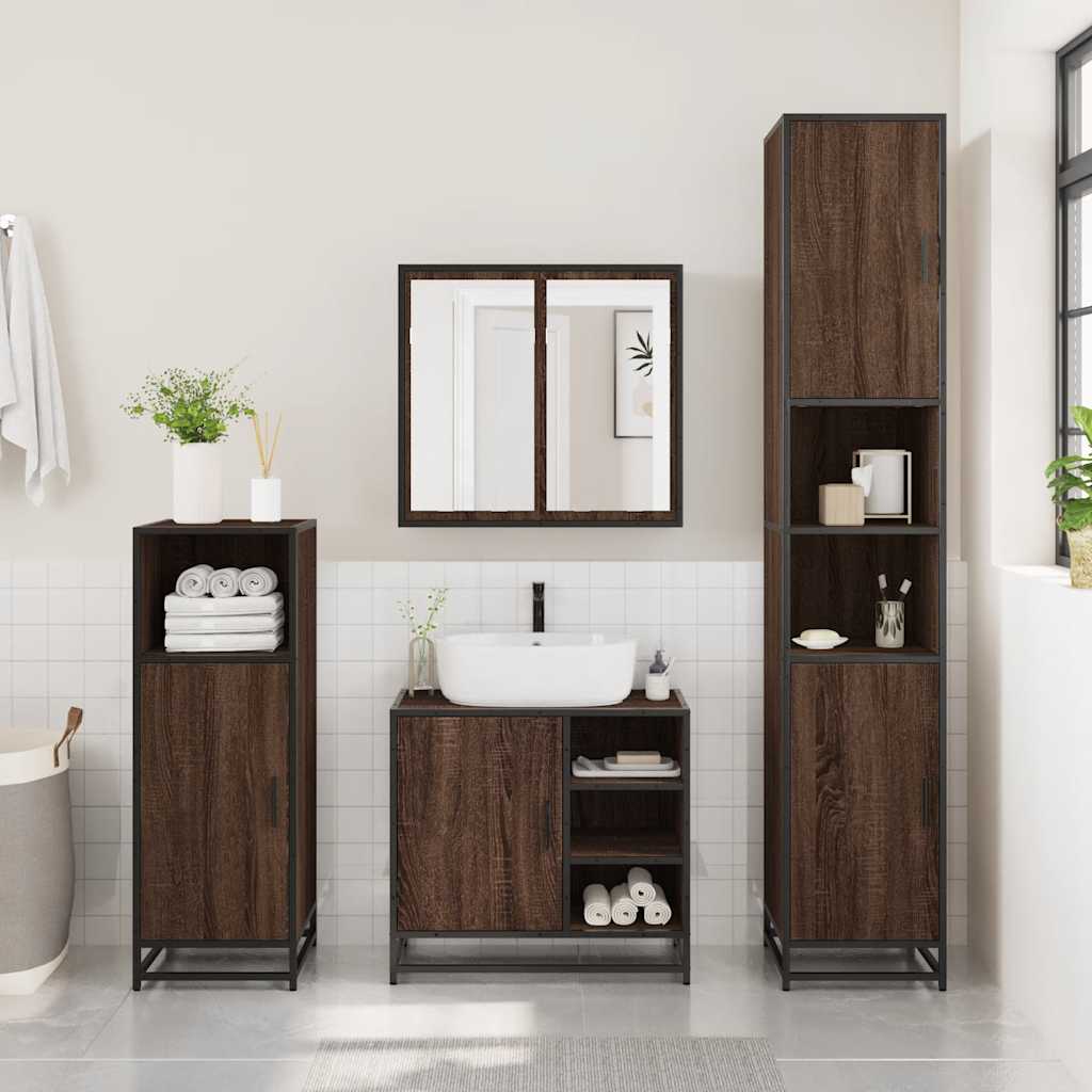 Wastafelkast 65x33x60 cm bewerkt hout bruin eikenkleur is nu te koop bij PeponiXL, paradijselijk wonen!