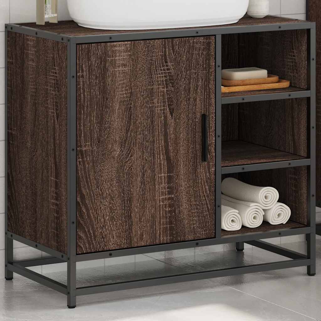 Wastafelkast 65x33x60 cm bewerkt hout bruin eikenkleur is nu te koop bij PeponiXL, paradijselijk wonen!
