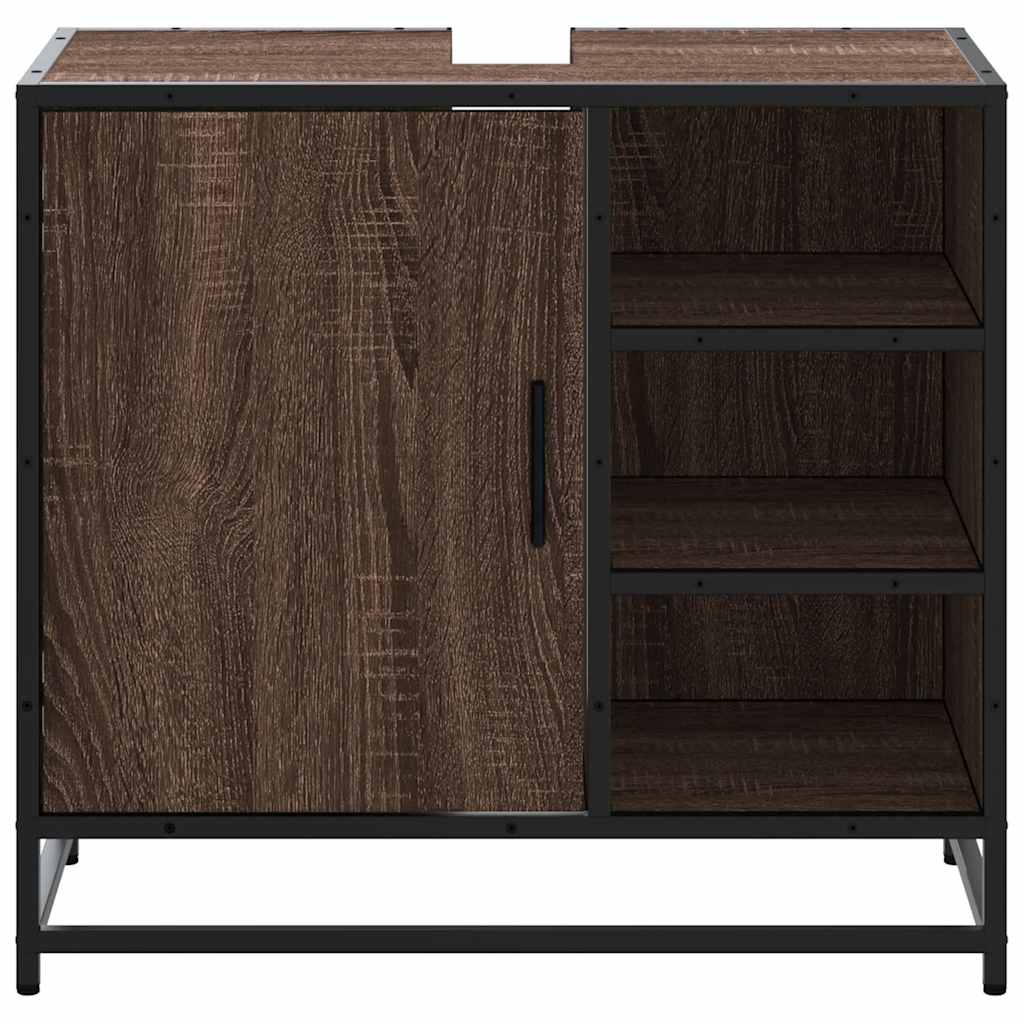 Wastafelkast 65x33x60 cm bewerkt hout bruin eikenkleur is nu te koop bij PeponiXL, paradijselijk wonen!