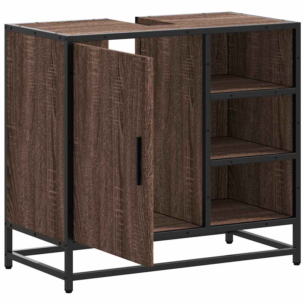 Wastafelkast 65x33x60 cm bewerkt hout bruin eikenkleur is nu te koop bij PeponiXL, paradijselijk wonen!