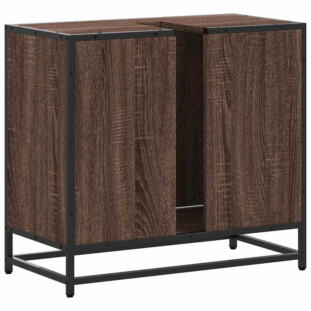 Wastafelkast 65x33x60 cm bewerkt hout bruin eikenkleur is nu te koop bij PeponiXL, paradijselijk wonen!