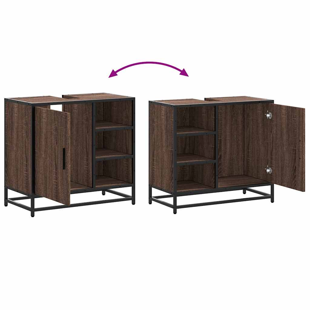 Wastafelkast 65x33x60 cm bewerkt hout bruin eikenkleur is nu te koop bij PeponiXL, paradijselijk wonen!