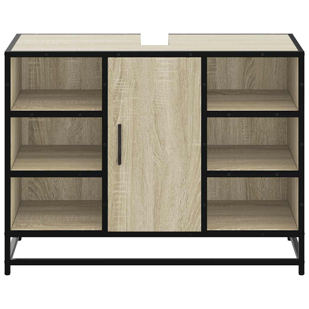 Wastafelkast Sonoma eiken 80x33x60 cm bewerkt hout is nu te koop bij PeponiXL, paradijselijk wonen!