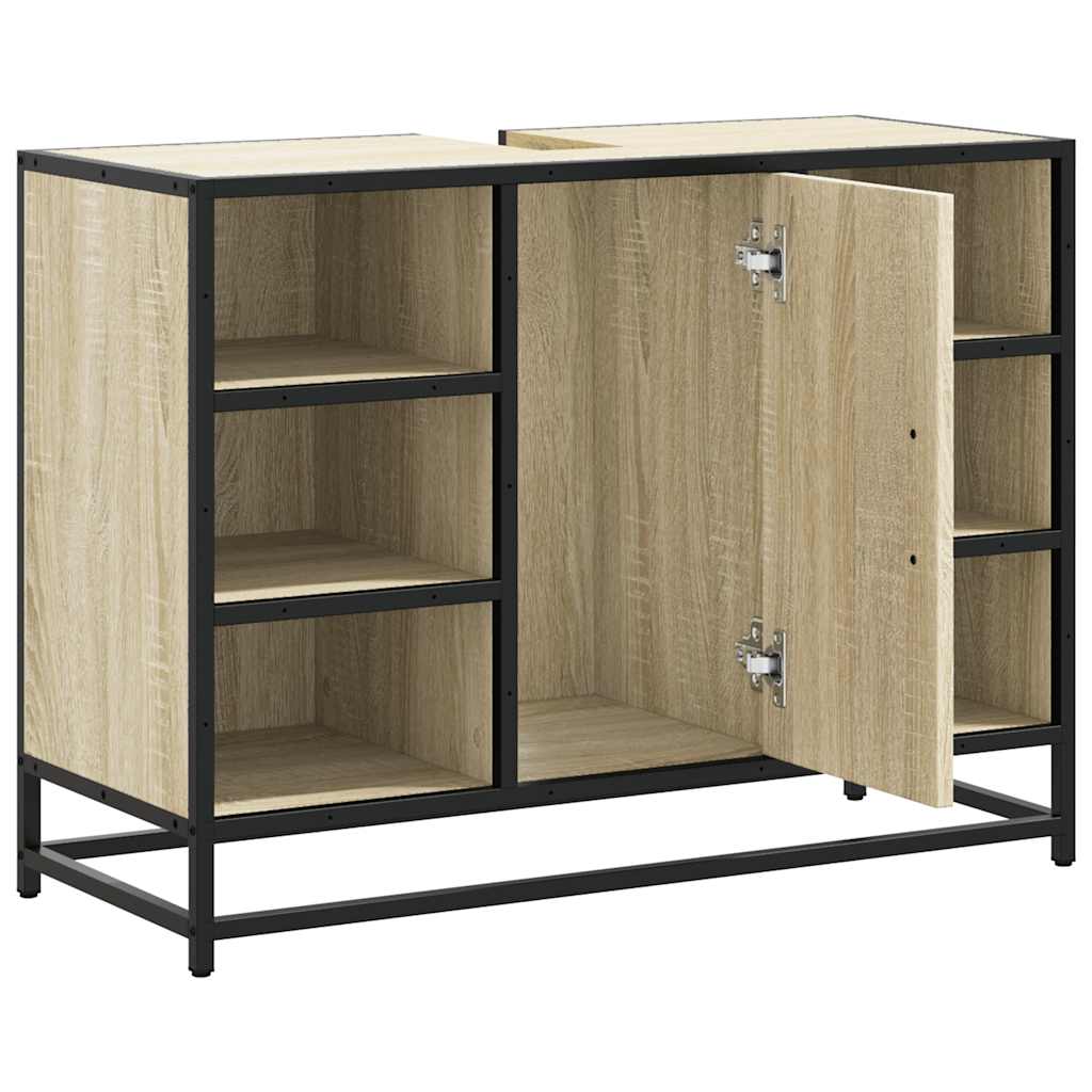 Wastafelkast Sonoma eiken 80x33x60 cm bewerkt hout is nu te koop bij PeponiXL, paradijselijk wonen!