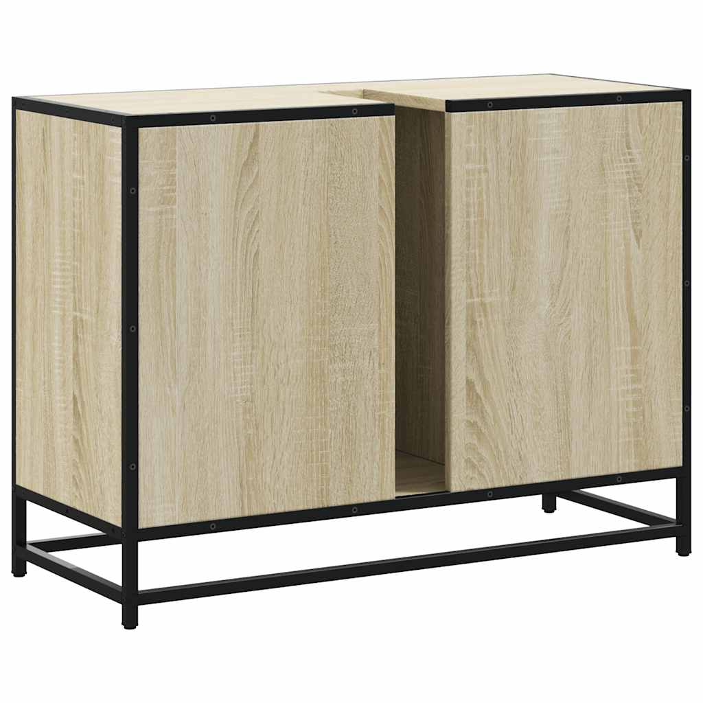 Wastafelkast Sonoma eiken 80x33x60 cm bewerkt hout is nu te koop bij PeponiXL, paradijselijk wonen!