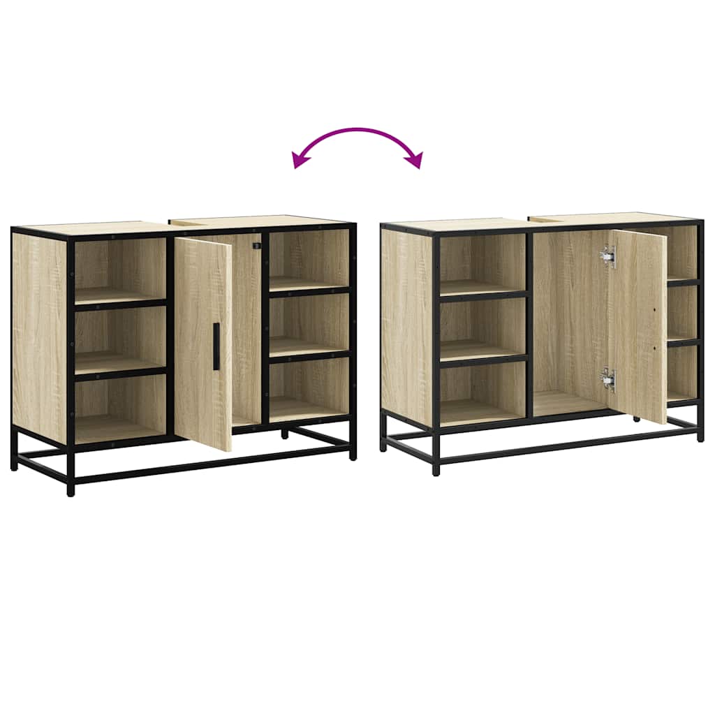 Wastafelkast Sonoma eiken 80x33x60 cm bewerkt hout is nu te koop bij PeponiXL, paradijselijk wonen!