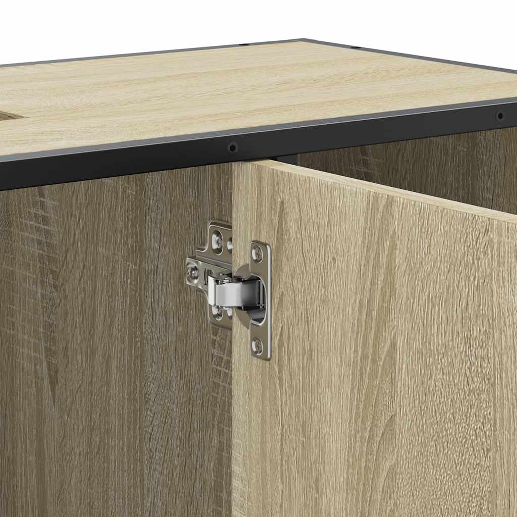 Wastafelkast Sonoma eiken 80x33x60 cm bewerkt hout is nu te koop bij PeponiXL, paradijselijk wonen!