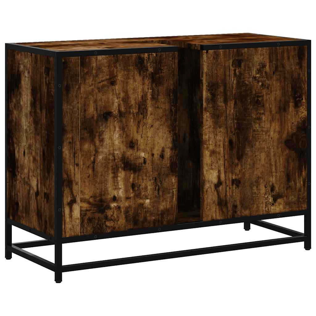 Wastafelkast 80x33x60 cm bewerkt hout gerookt eikenkleurig is nu te koop bij PeponiXL, paradijselijk wonen!