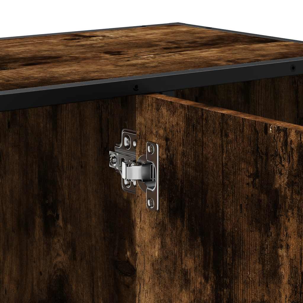 Wastafelkast 80x33x60 cm bewerkt hout gerookt eikenkleurig is nu te koop bij PeponiXL, paradijselijk wonen!