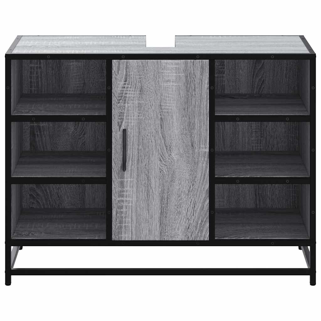 Wastafelkast 80x33x60 cm bewerkt hout grijs sonoma eikenkleurig is nu te koop bij PeponiXL, paradijselijk wonen!