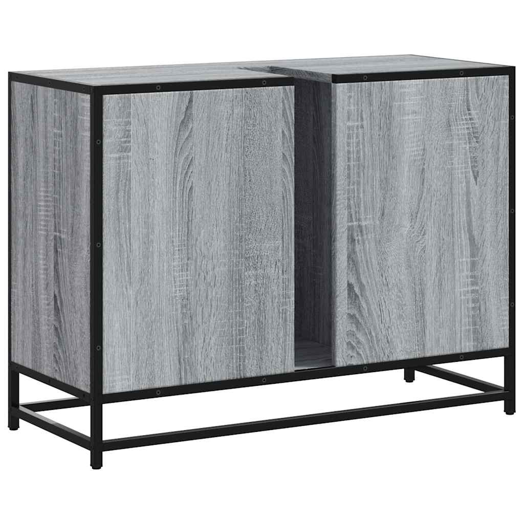 Wastafelkast 80x33x60 cm bewerkt hout grijs sonoma eikenkleurig is nu te koop bij PeponiXL, paradijselijk wonen!