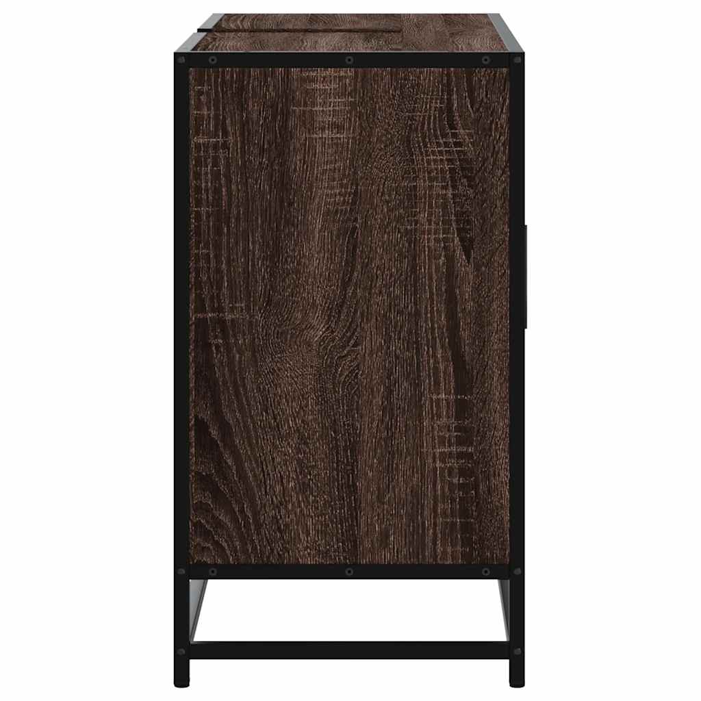 Wastafelkast 80x33x60 cm bewerkt hout bruin eikenkleurig is nu te koop bij PeponiXL, paradijselijk wonen!