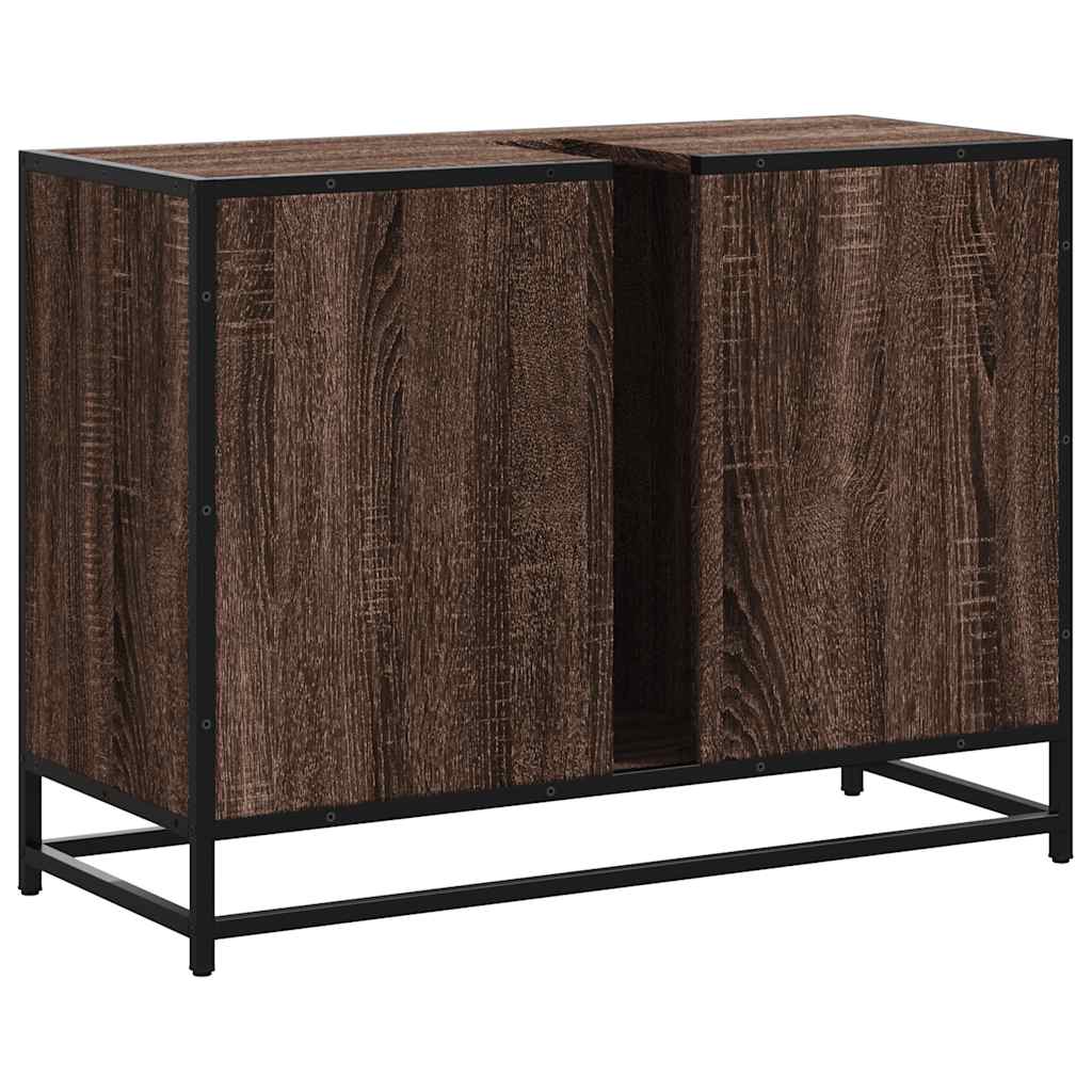 Wastafelkast 80x33x60 cm bewerkt hout bruin eikenkleurig is nu te koop bij PeponiXL, paradijselijk wonen!