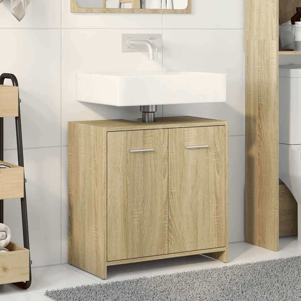 Wastafelkast 60x33x60 cm bewerkt hout sonoma eikenkleurig is nu te koop bij PeponiXL, paradijselijk wonen!