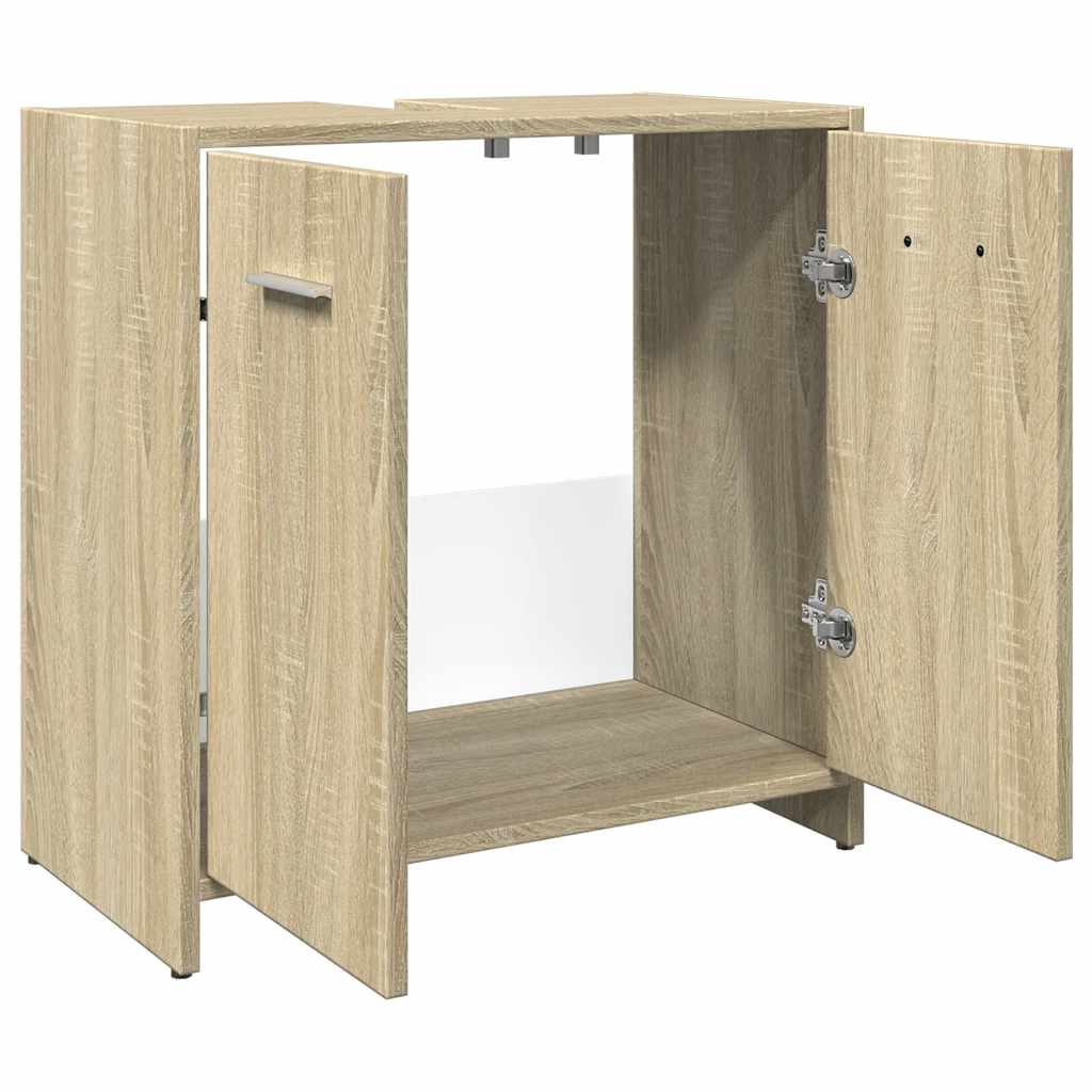 Wastafelkast 60x33x60 cm bewerkt hout sonoma eikenkleurig is nu te koop bij PeponiXL, paradijselijk wonen!