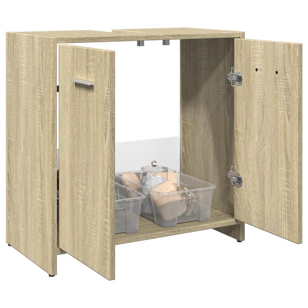 Wastafelkast 60x33x60 cm bewerkt hout sonoma eikenkleurig is nu te koop bij PeponiXL, paradijselijk wonen!