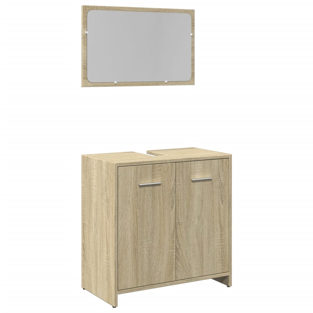 2-delige Badkamermeubelset bewerkt hout sonoma eikenkleurig is nu te koop bij PeponiXL, paradijselijk wonen!