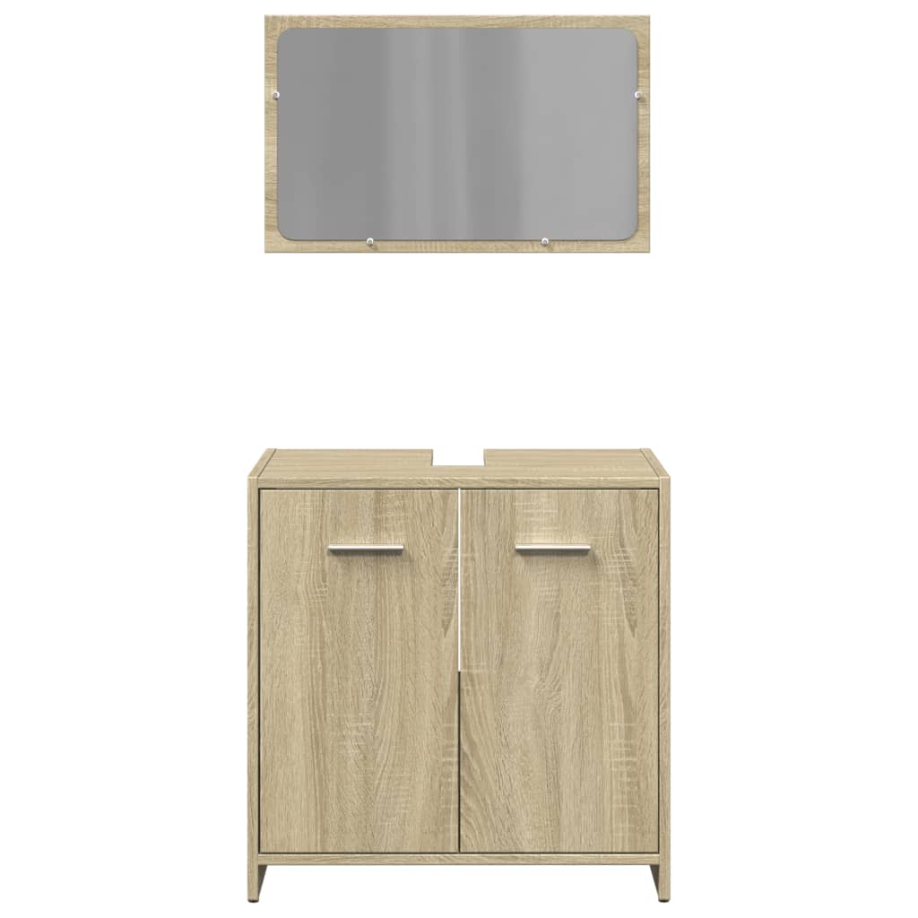 2-delige Badkamermeubelset bewerkt hout sonoma eikenkleurig is nu te koop bij PeponiXL, paradijselijk wonen!