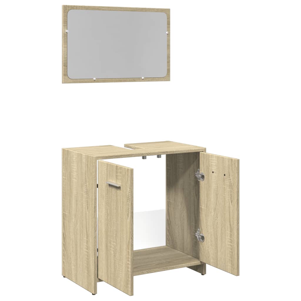 2-delige Badkamermeubelset bewerkt hout sonoma eikenkleurig is nu te koop bij PeponiXL, paradijselijk wonen!