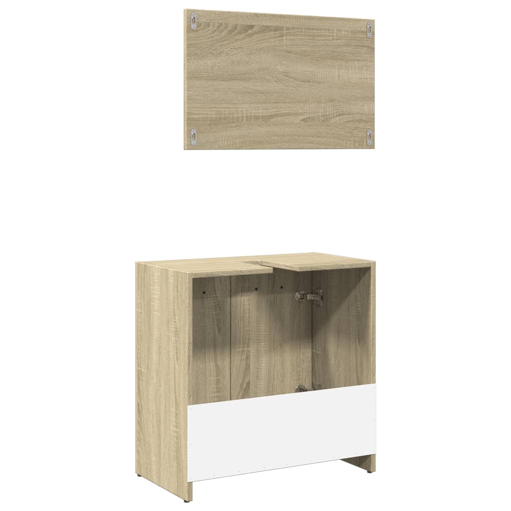 2-delige Badkamermeubelset bewerkt hout sonoma eikenkleurig is nu te koop bij PeponiXL, paradijselijk wonen!