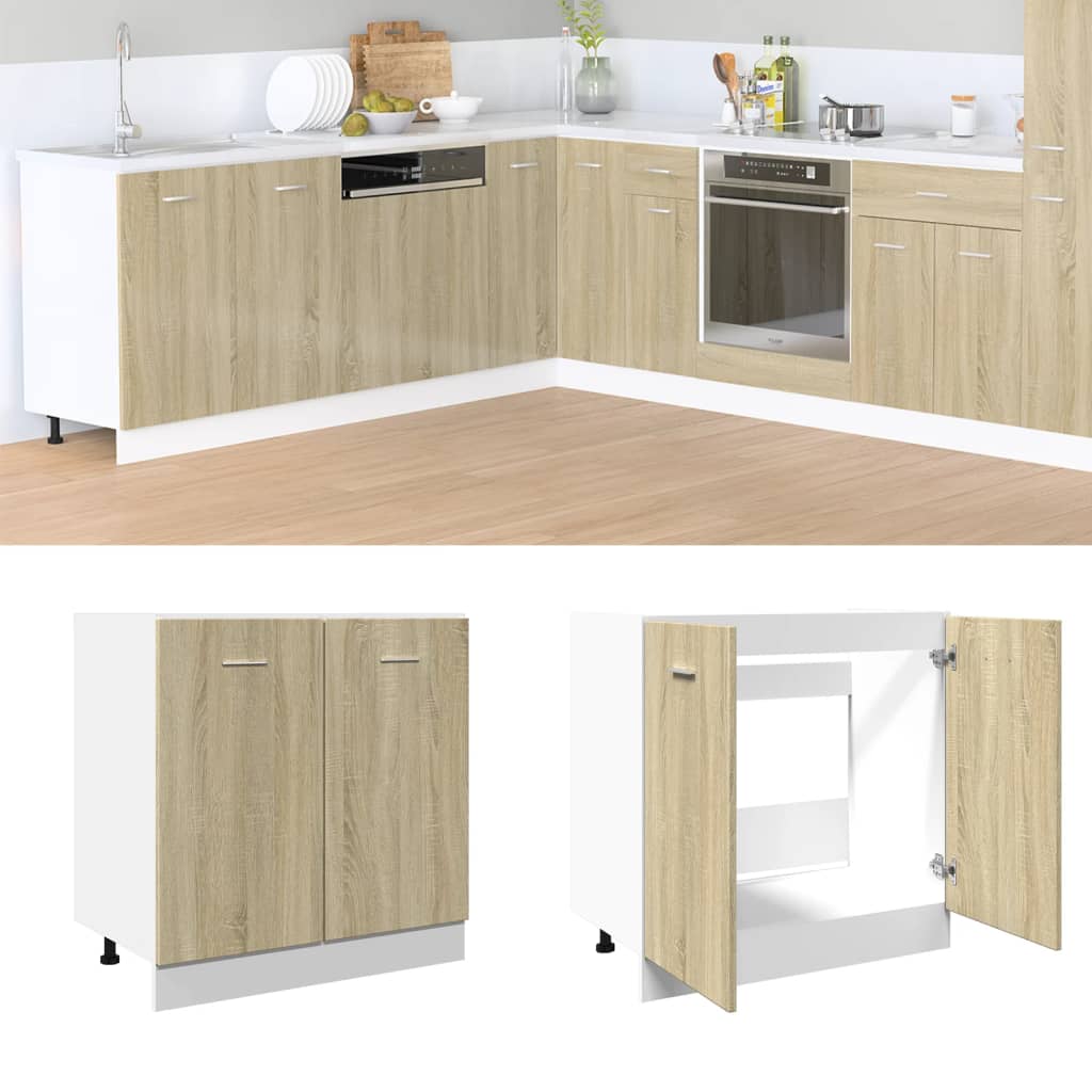Onderkast Lyon 80x46x81,5 cm bewerkt hout sonoma eikenkleurig is nu te koop bij PeponiXL, paradijselijk wonen!
