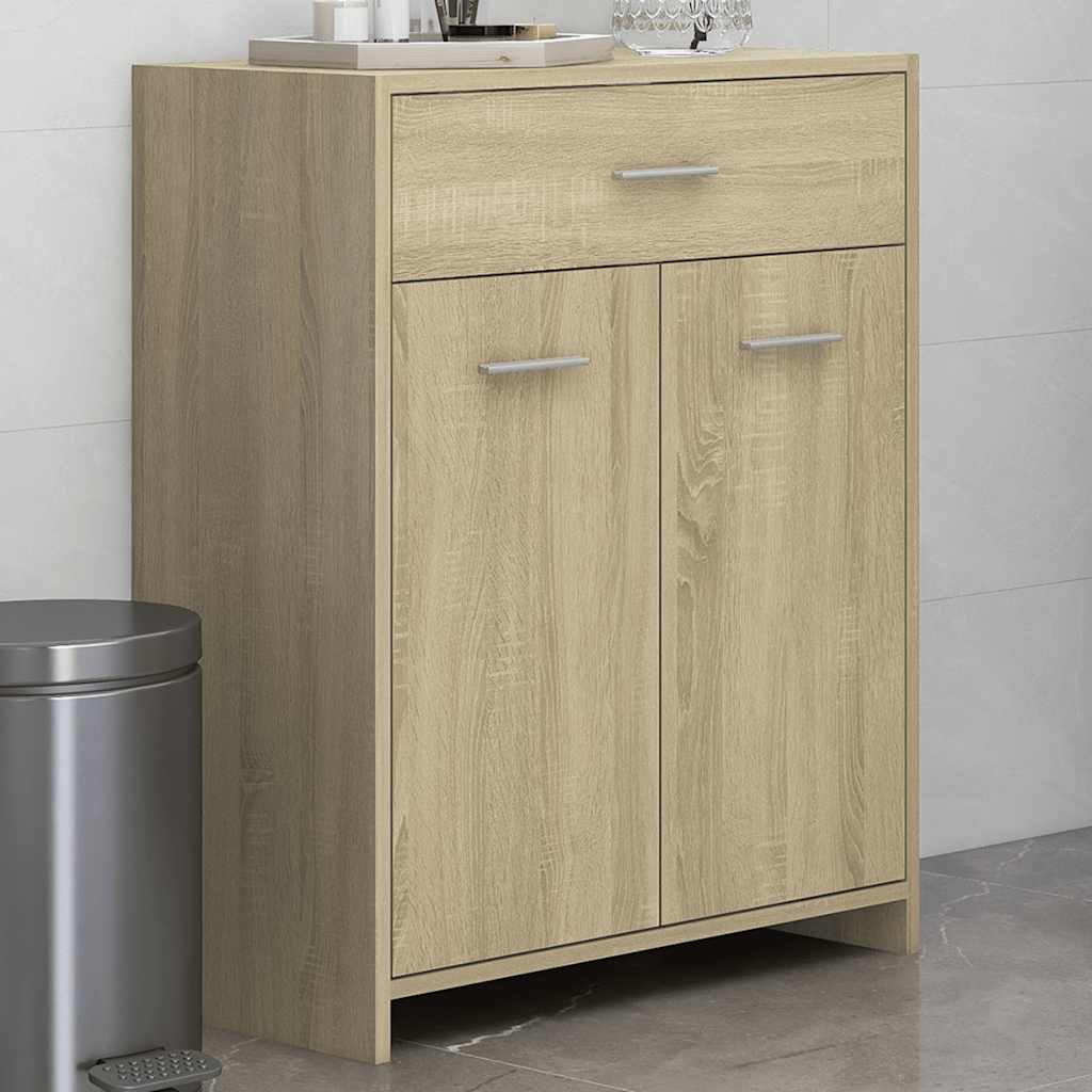 Badkamerkast 60x33x80 cm spaanplaat sonoma eikenkleurig is nu te koop bij PeponiXL, paradijselijk wonen!
