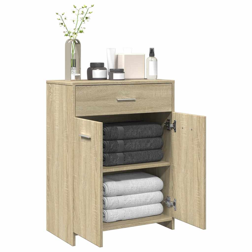 Badkamerkast 60x33x80 cm spaanplaat sonoma eikenkleurig is nu te koop bij PeponiXL, paradijselijk wonen!