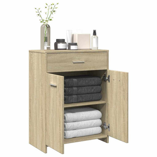 Badkamerkast 60x33x80 cm spaanplaat sonoma eikenkleurig is nu te koop bij PeponiXL, paradijselijk wonen!