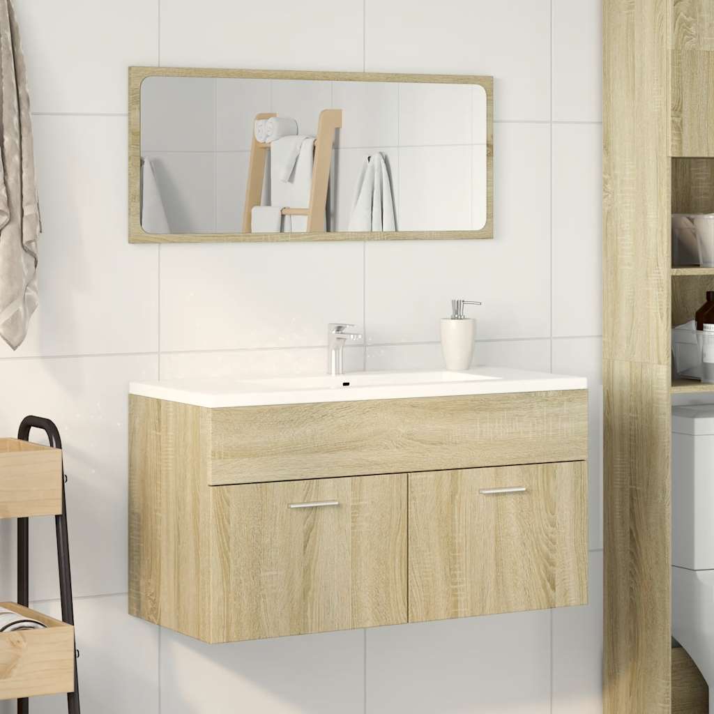 2-delige Badkamermeubelset bewerkt hout sonoma eikenkleurig is nu te koop bij PeponiXL, paradijselijk wonen!