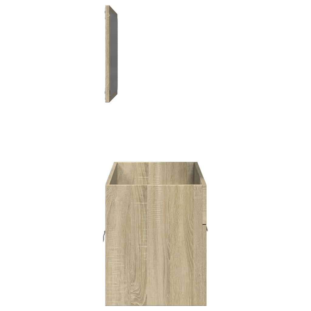 2-delige Badkamermeubelset bewerkt hout sonoma eikenkleurig is nu te koop bij PeponiXL, paradijselijk wonen!