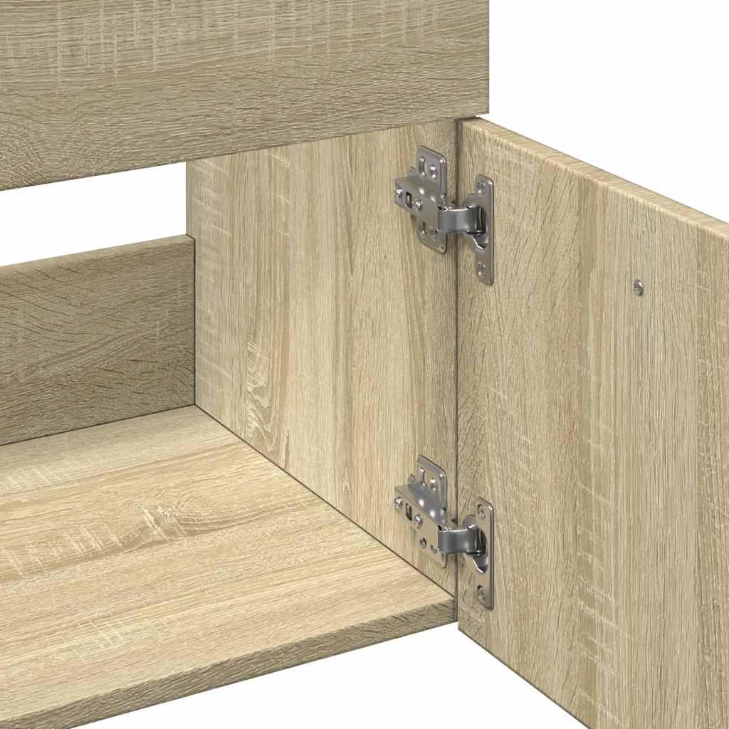 2-delige Badkamermeubelset bewerkt hout sonoma eikenkleurig is nu te koop bij PeponiXL, paradijselijk wonen!