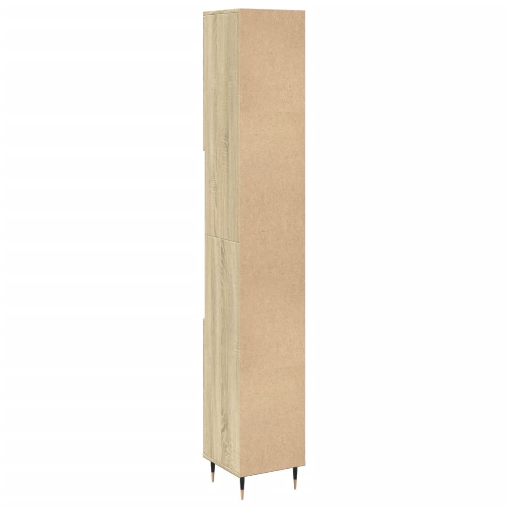 Badkamerkast 30x30x190 cm bewerkt hout sonoma eikenkleurig is nu te koop bij PeponiXL, paradijselijk wonen!
