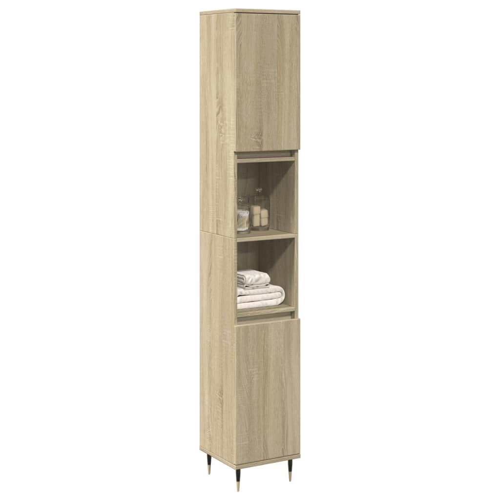 Badkamerkast 30x30x190 cm bewerkt hout sonoma eikenkleurig is nu te koop bij PeponiXL, paradijselijk wonen!