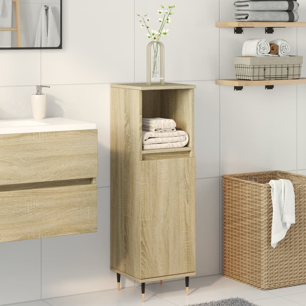 Badkamerkast 30x30x100 cm bewerkt hout sonoma eikenkleurig is nu te koop bij PeponiXL, paradijselijk wonen!