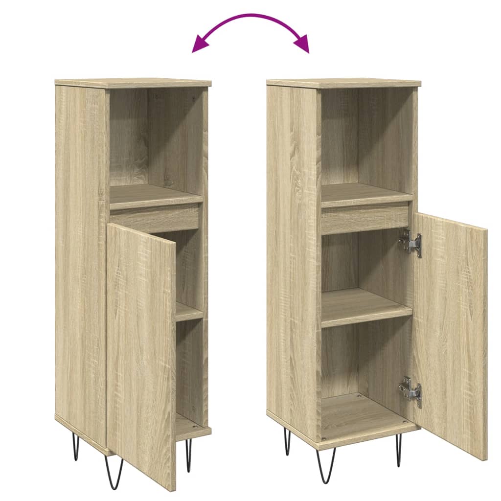 Badkamerkast 30x30x100 cm bewerkt hout sonoma eikenkleurig is nu te koop bij PeponiXL, paradijselijk wonen!