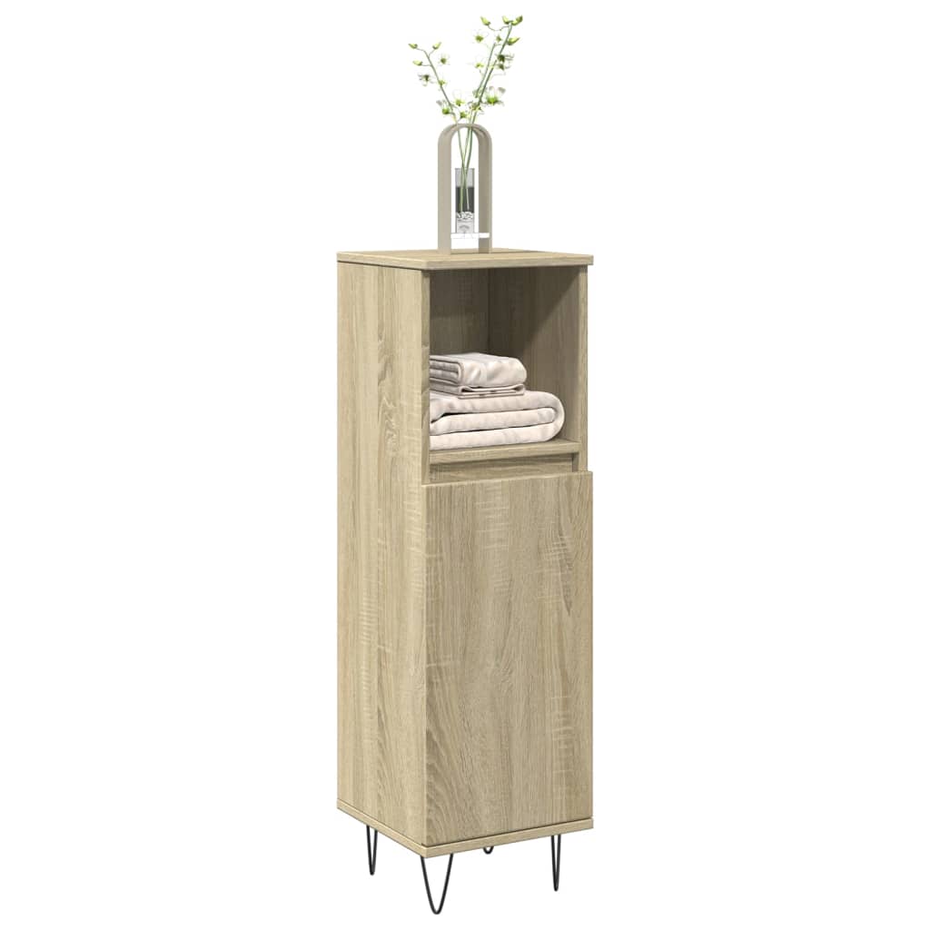 Badkamerkast 30x30x100 cm bewerkt hout sonoma eikenkleurig is nu te koop bij PeponiXL, paradijselijk wonen!