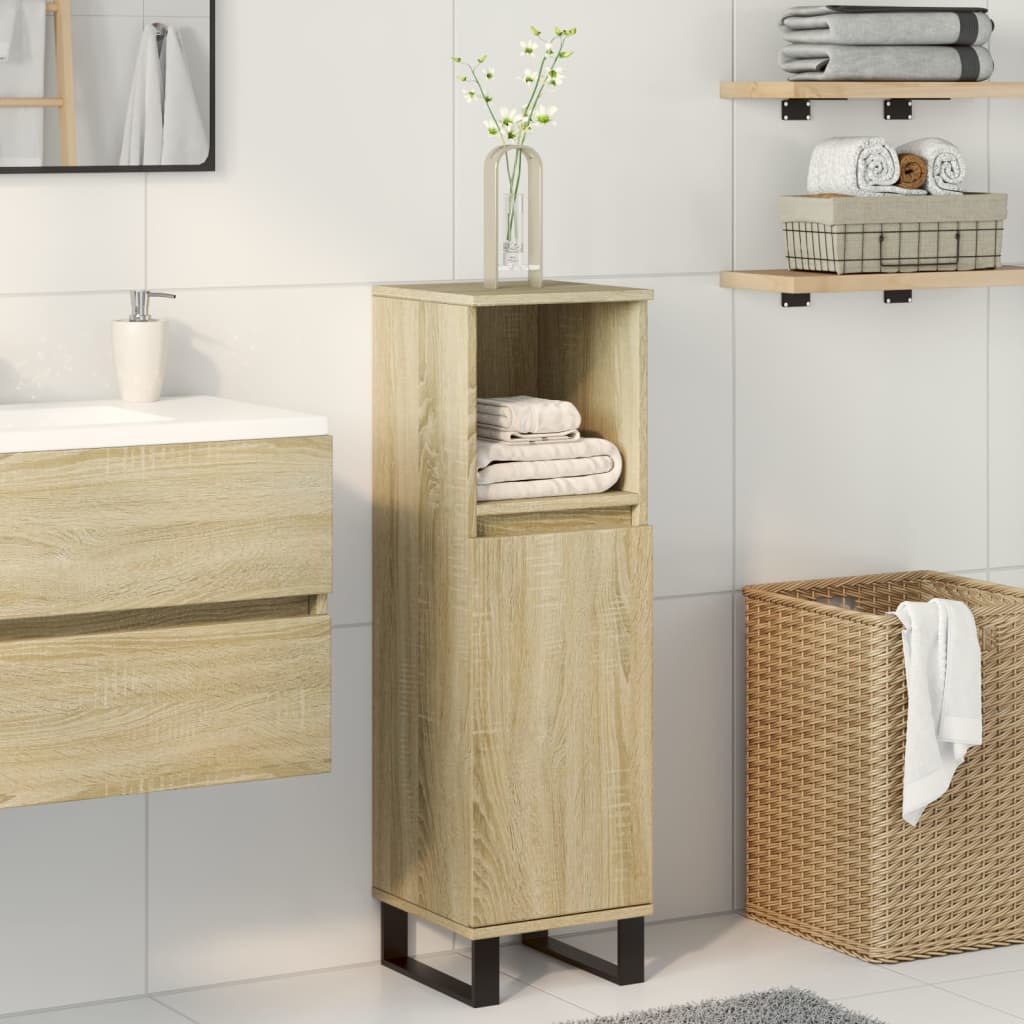 Badkamerkast 30x30x100 cm bewerkt hout sonoma eikenkleurig is nu te koop bij PeponiXL, paradijselijk wonen!