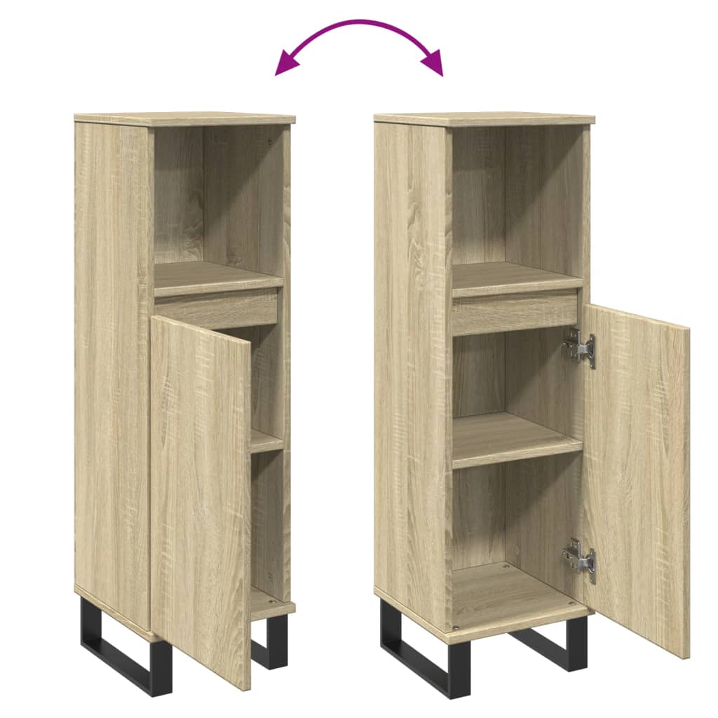 Badkamerkast 30x30x100 cm bewerkt hout sonoma eikenkleurig is nu te koop bij PeponiXL, paradijselijk wonen!