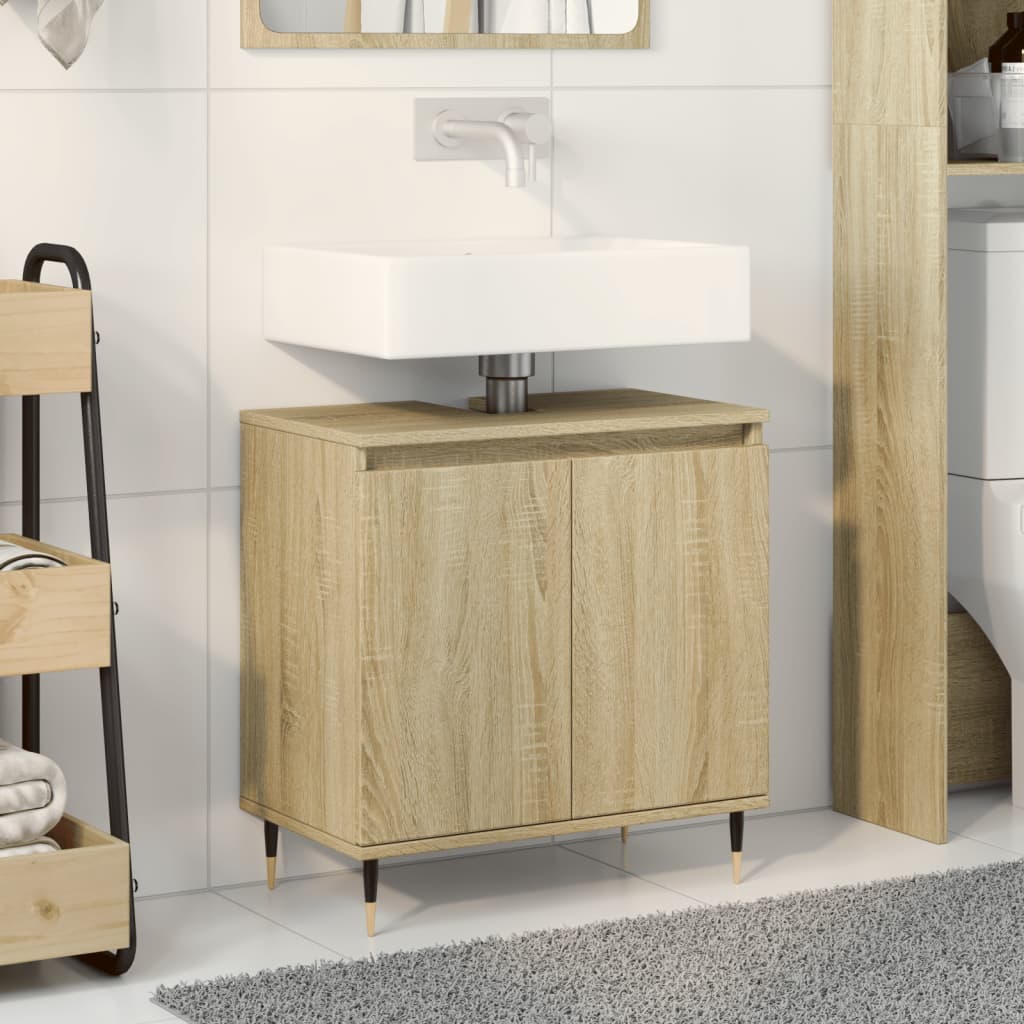 Badkamerkast 58x33x60 cm bewerkt hout sonoma eikenkleurig is nu te koop bij PeponiXL, paradijselijk wonen!