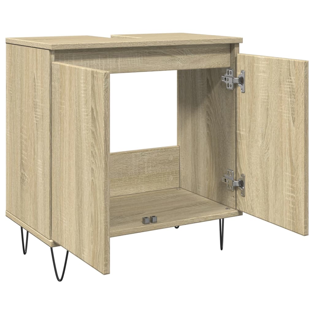 Badkamerkast 58x33x60 cm bewerkt hout sonoma eikenkleurig is nu te koop bij PeponiXL, paradijselijk wonen!