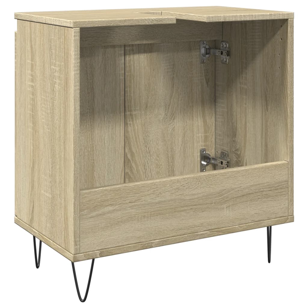 Badkamerkast 58x33x60 cm bewerkt hout sonoma eikenkleurig is nu te koop bij PeponiXL, paradijselijk wonen!