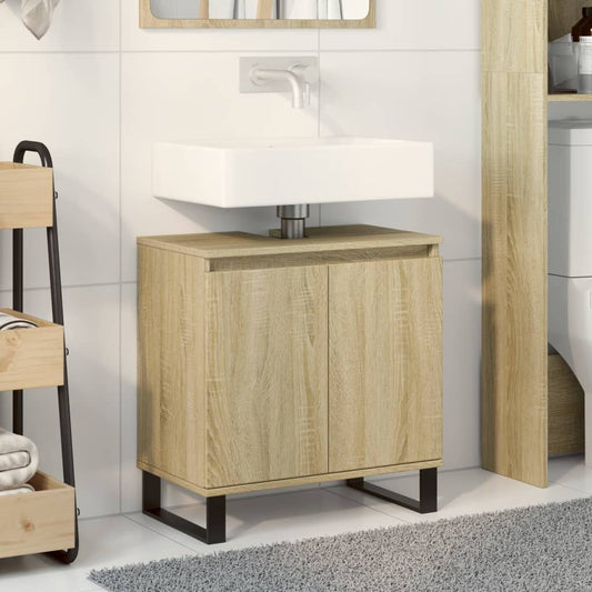 Badkamerkast 58x33x60 cm bewerkt hout sonoma eikenkleurig is nu te koop bij PeponiXL, paradijselijk wonen!