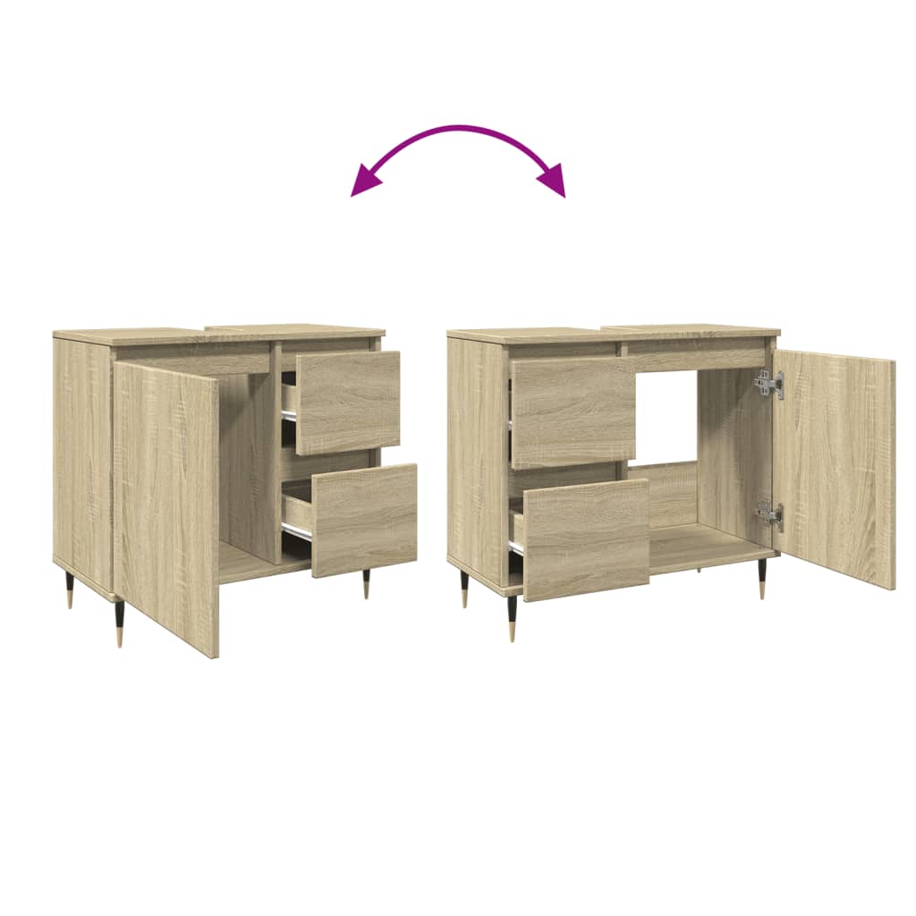 Wastafelkast 65x33x60 cm bewerkt hout sonoma eikenkleurig is nu te koop bij PeponiXL, paradijselijk wonen!
