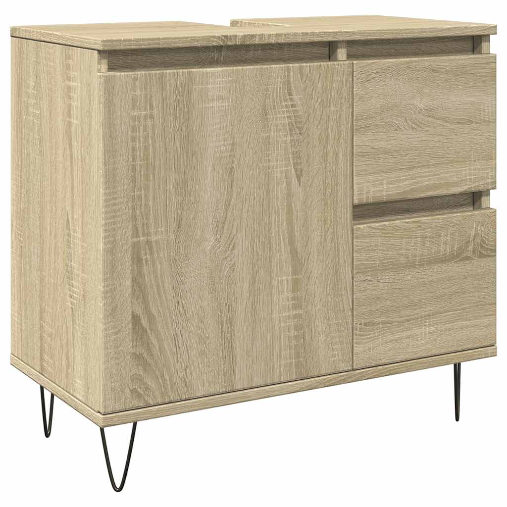Badkamerkast 65x33x60 cm bewerkt hout sonoma eikenkleurig is nu te koop bij PeponiXL, paradijselijk wonen!