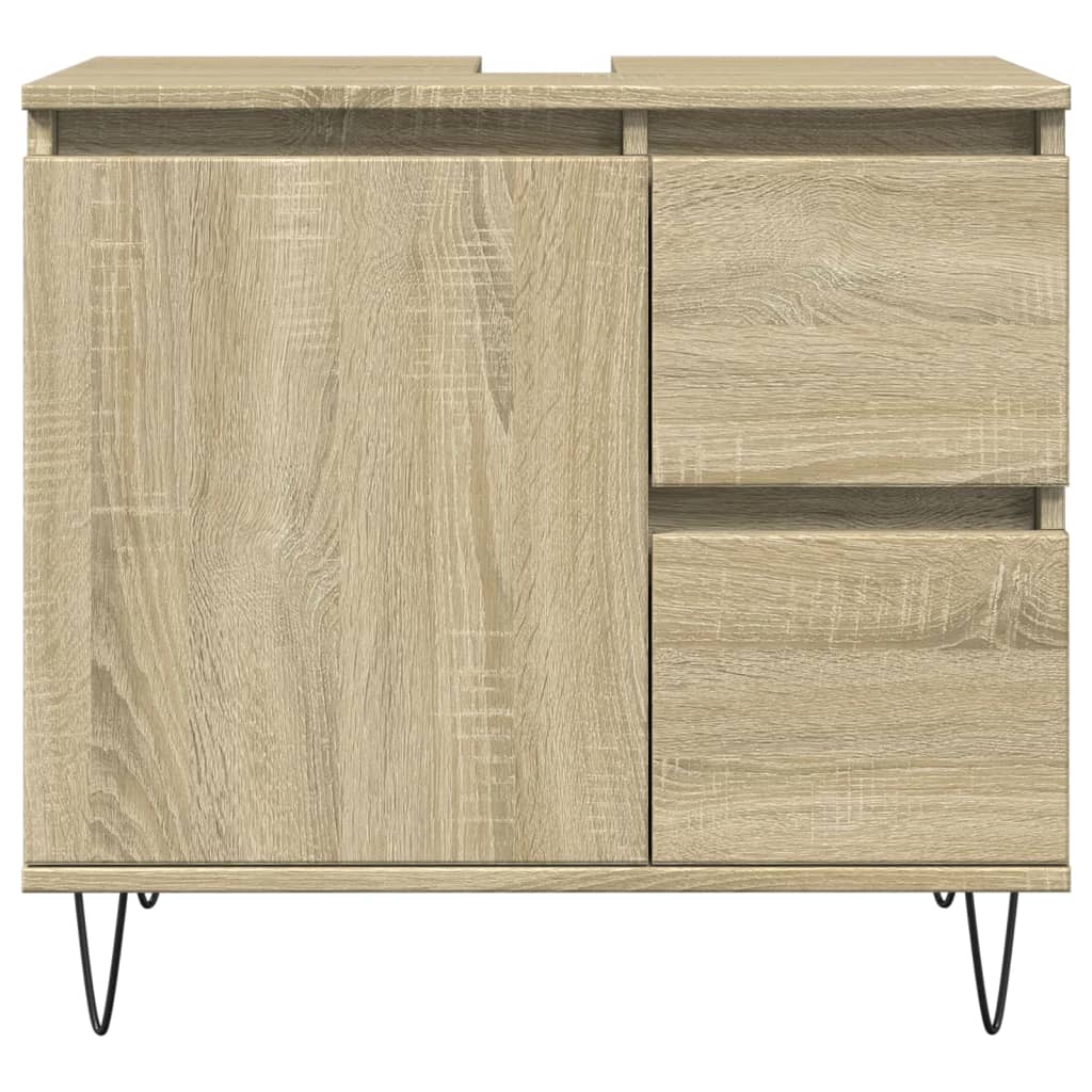 Badkamerkast 65x33x60 cm bewerkt hout sonoma eikenkleurig is nu te koop bij PeponiXL, paradijselijk wonen!