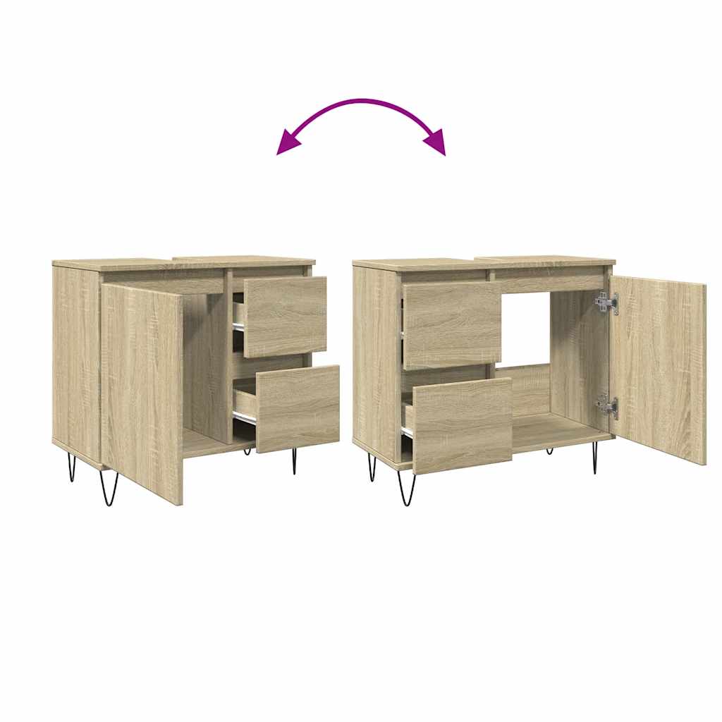 Badkamerkast 65x33x60 cm bewerkt hout sonoma eikenkleurig is nu te koop bij PeponiXL, paradijselijk wonen!