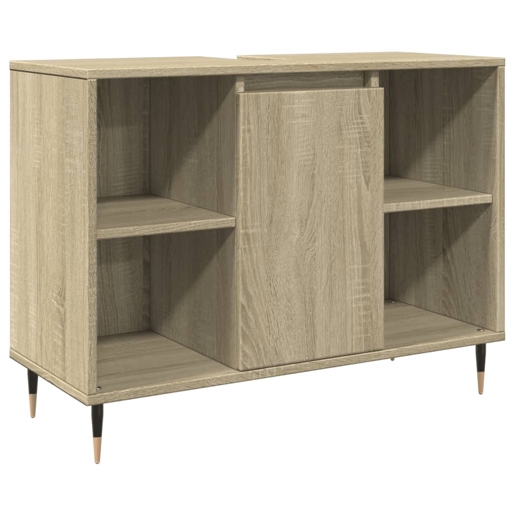 Badkamerkast 80x33x60 cm bewerkt hout sonoma eikenkleurig is nu te koop bij PeponiXL, paradijselijk wonen!
