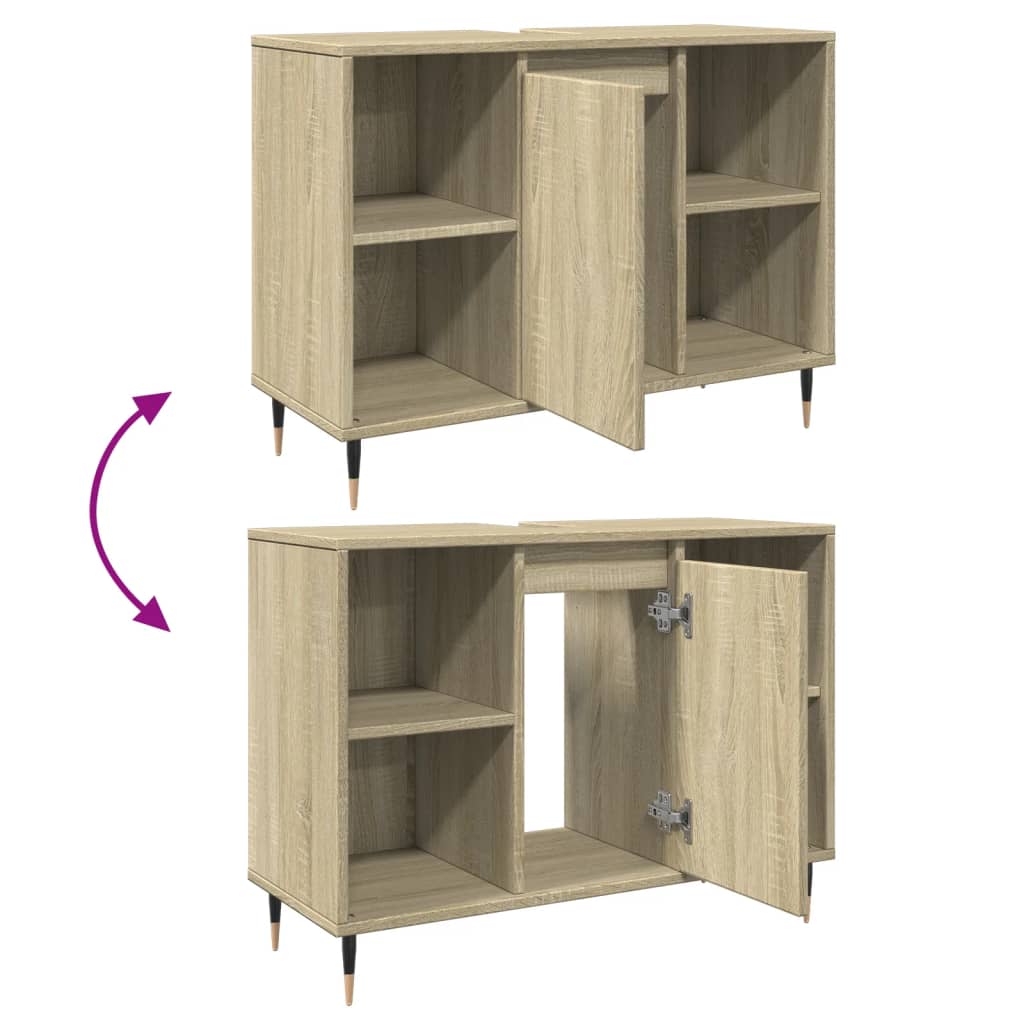 Badkamerkast 80x33x60 cm bewerkt hout sonoma eikenkleurig is nu te koop bij PeponiXL, paradijselijk wonen!