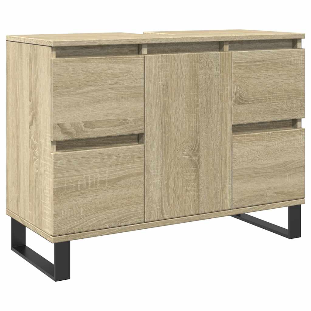Badkamerkast 80x33x60 cm bewerkt hout sonoma eikenkleurig is nu te koop bij PeponiXL, paradijselijk wonen!